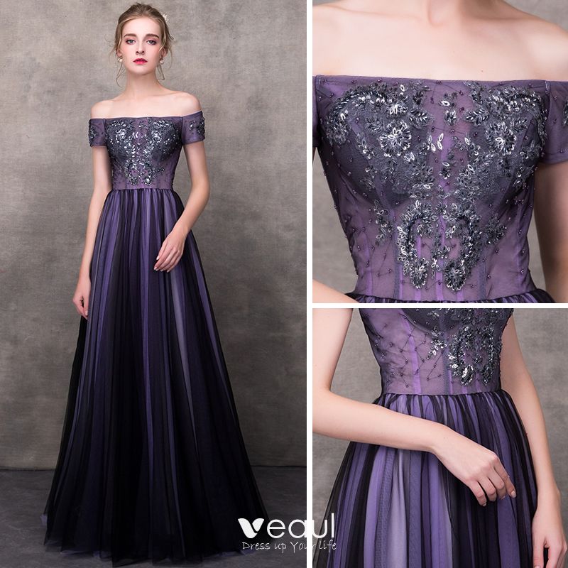 Vestidos de noche color best sale uva 2018