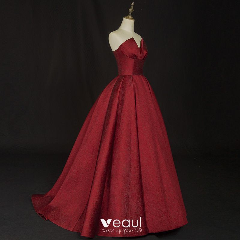 red satin evening gown