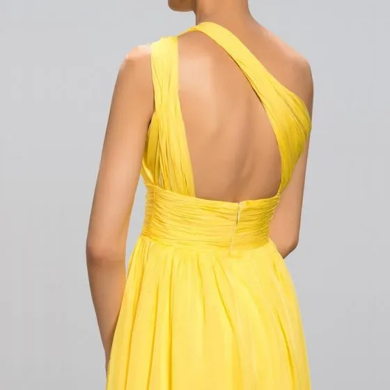 Elegant Classic Charming Yellow Empire Evening Dresses 2020 A-Line ...