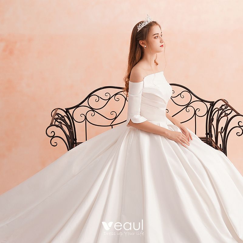 Modest / Simple Ivory Winter Wedding Dresses 2019 ALine