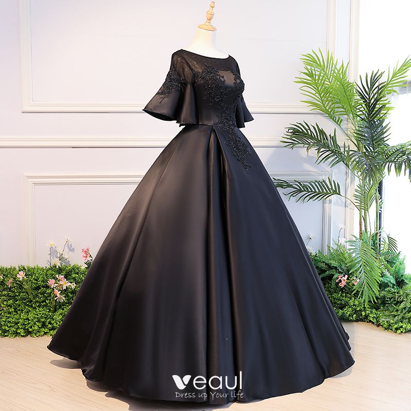 Elegant Black Quinceañera Prom Dresses 2018 Ball Gown Lace Flower ...