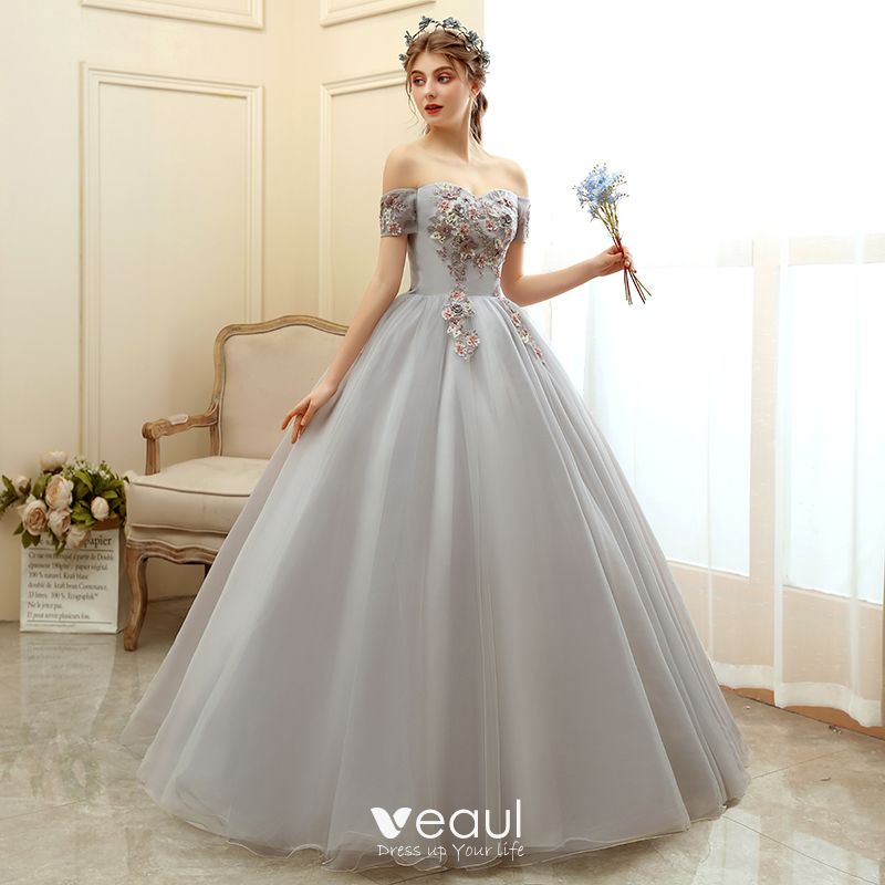 grey ball gown wedding dress