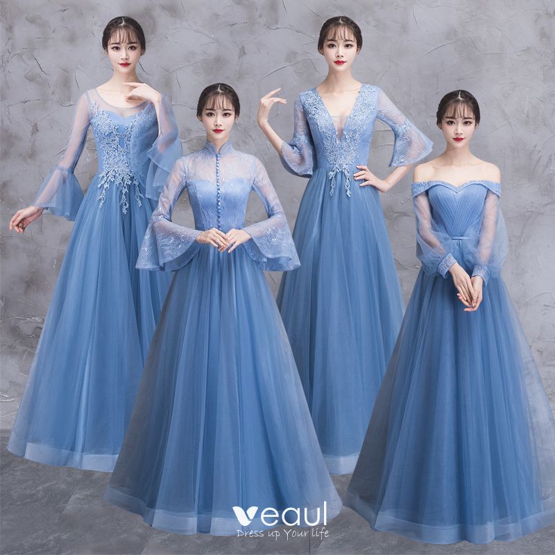 ocean blue bridesmaid dresses