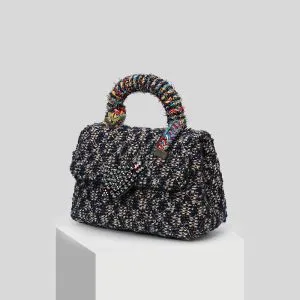 Chic / Beautiful Navy Blue Rhinestone Beading Checked Braid Clutch Bags 2019