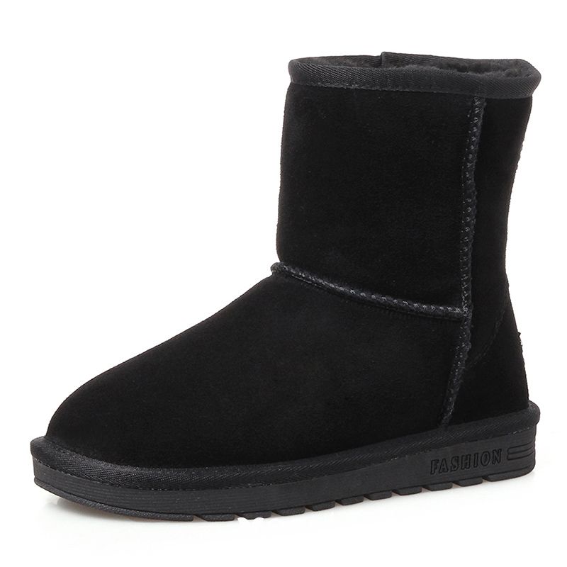 black leather winter boots