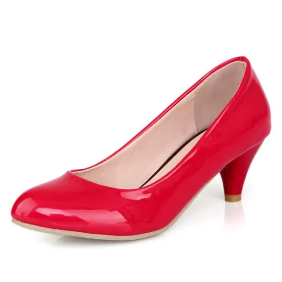 red patent kitten heel shoes