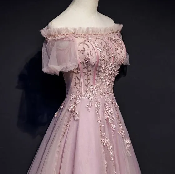 Victorian Style Blushing Pink Evening Dresses 2019 A-Line / Princess ...