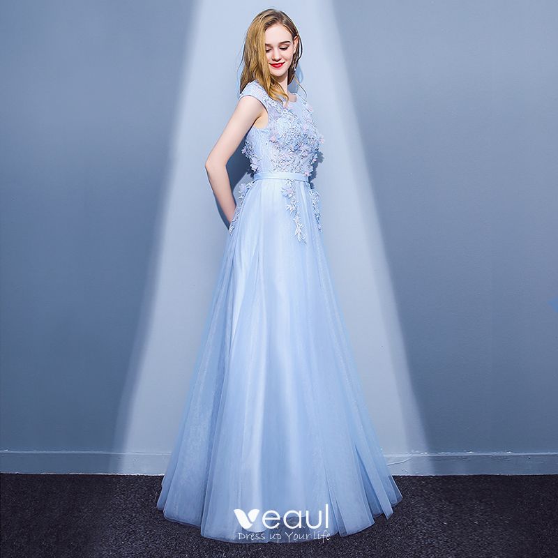 Baby blue store prom dresses 2018