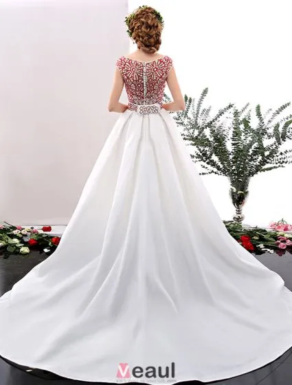 white gown with red flowers