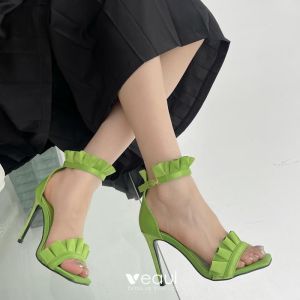 Bandiet Verstrooien roestvrij Roman Lime Green Street Wear Summer Womens Sandals 2022 Ankle Strap 10 cm  Stiletto Heels Open / Peep Toe Sandals High Heels