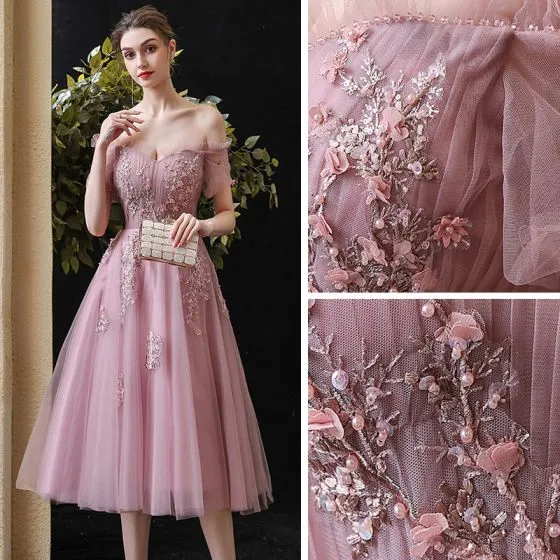 Chic / Beautiful Blushing Pink Homecoming Graduation Dresses 2020 A ...