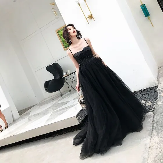 black evening gown with train