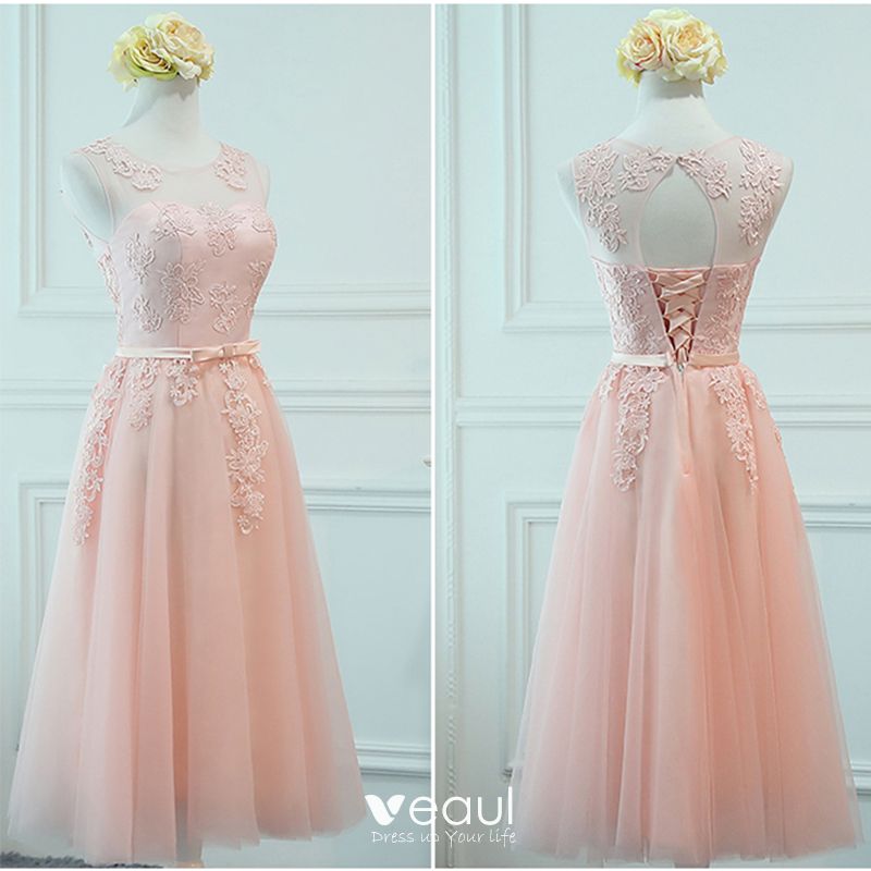 Backless Lace Wedding Dress Sleeveless Prom Dress With Applique Details