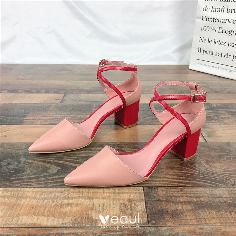 red simple heels