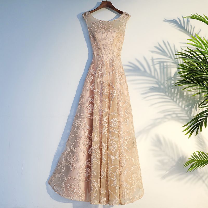 champagne tea length dresses