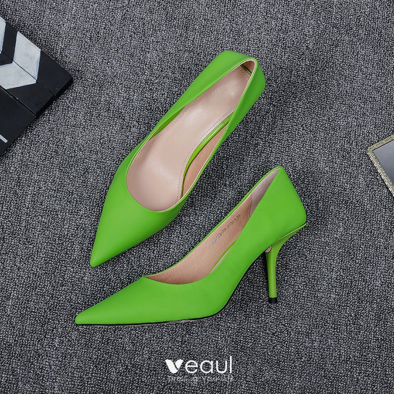 overse chikane foretage Modest / Simple Lime Green Office OL Pumps 2020 7 cm Stiletto Heels Pointed  Toe Pumps