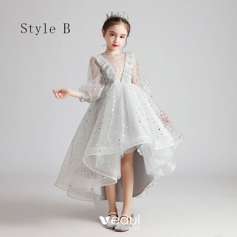 Victorian Style Grey See-through Birthday Flower Girl Dresses 2020 ...