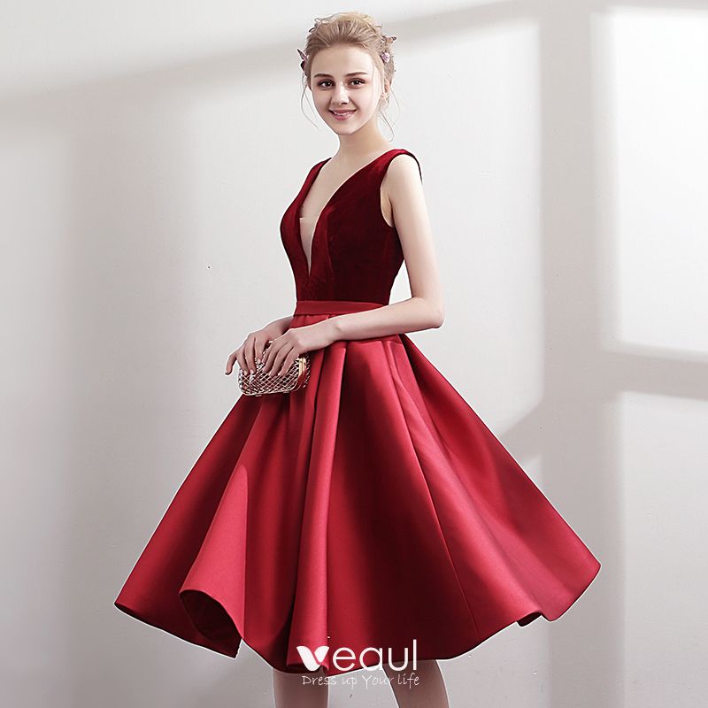 red knee length formal dresses