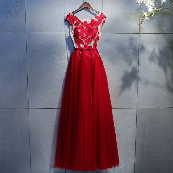 a line burgundy prom dress