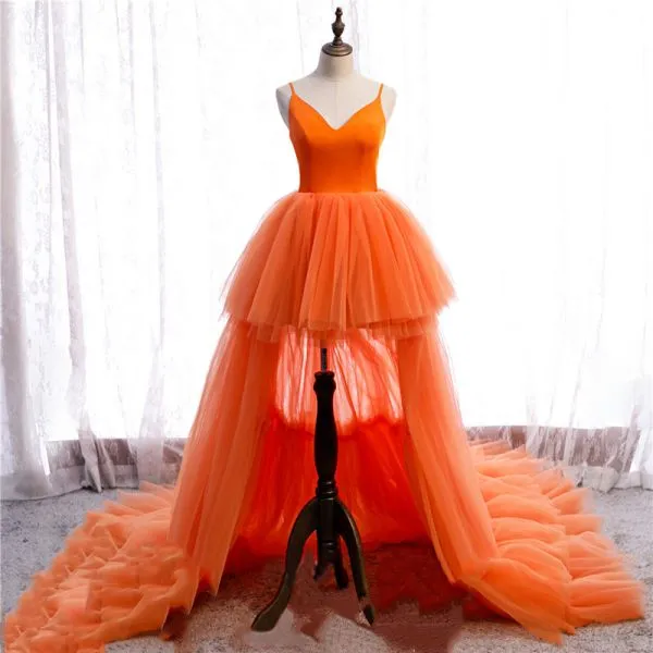 Orange High Low Prom Dresses