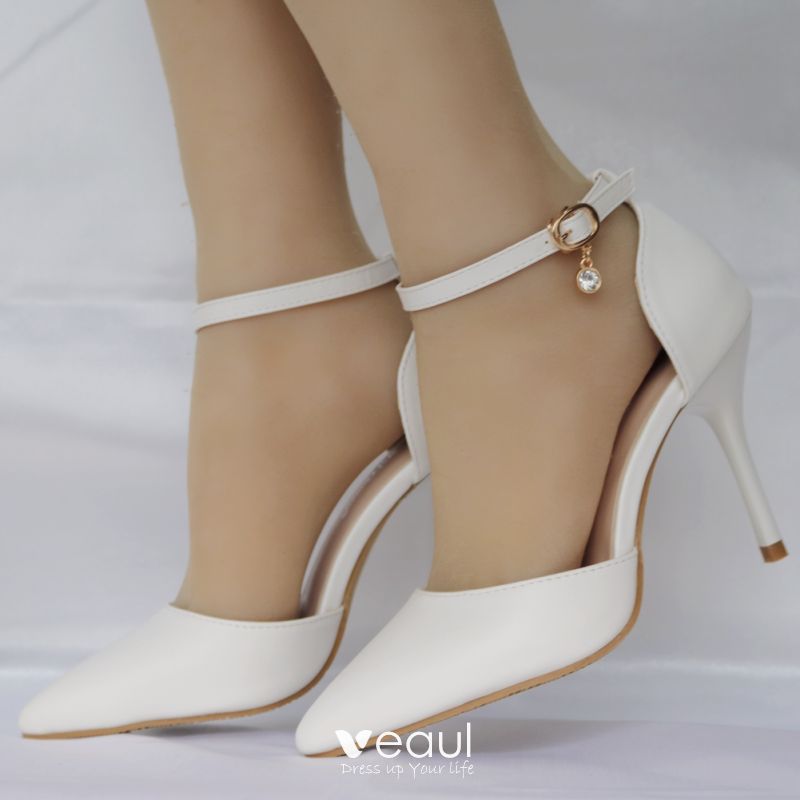 simple white heels