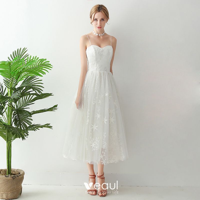 white t length dress