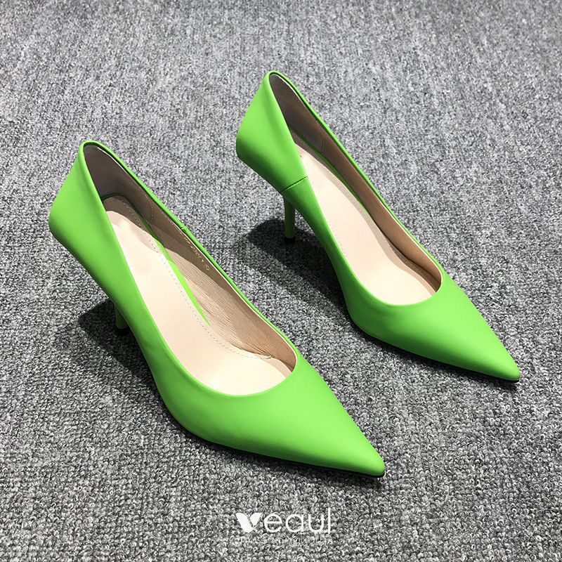 Onze onderneming motto Onveilig Modest / Simple Lime Green Office OL Pumps 2020 7 cm Stiletto Heels Pointed  Toe Pumps