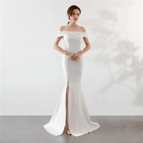 Chic / Beautiful Solid Color Ivory Evening Dresses 2019 Trumpet ...