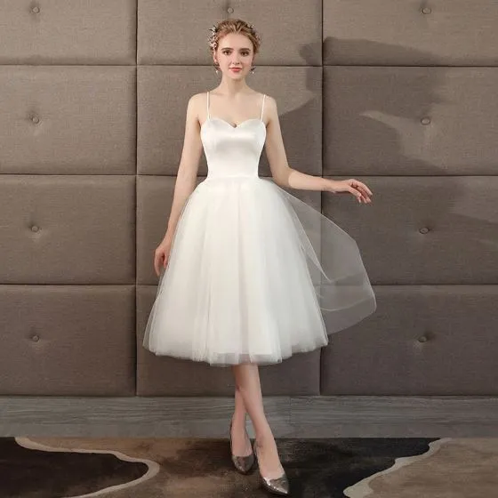 a line knee length wedding dress