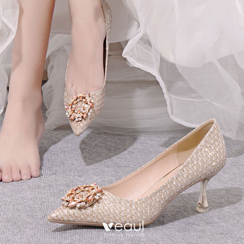 gold crystal heels