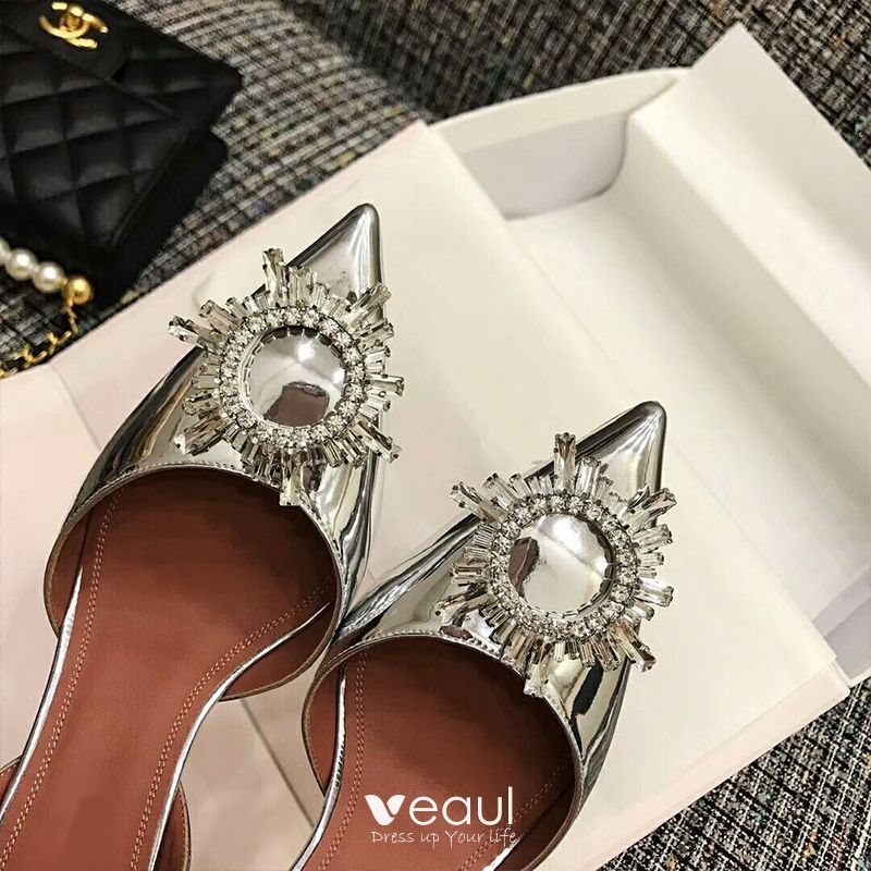 Chic / Beautiful Silver Evening Party Womens Shoes 2019 Rhinestone 10 ...