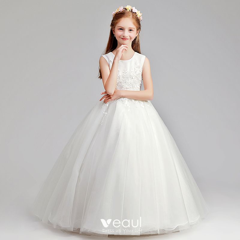 Chic / Beautiful Ivory Flower Girl Dresses 2019 A-Line / Princess Scoop ...