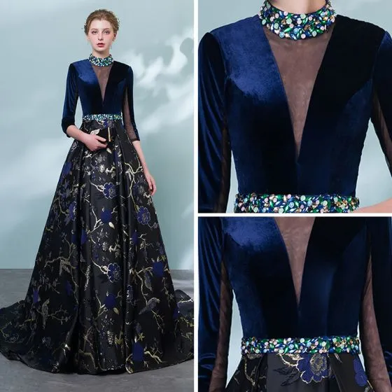 Chic / Beautiful Royal Blue Pierced Evening Dresses 2018 A-Line ...