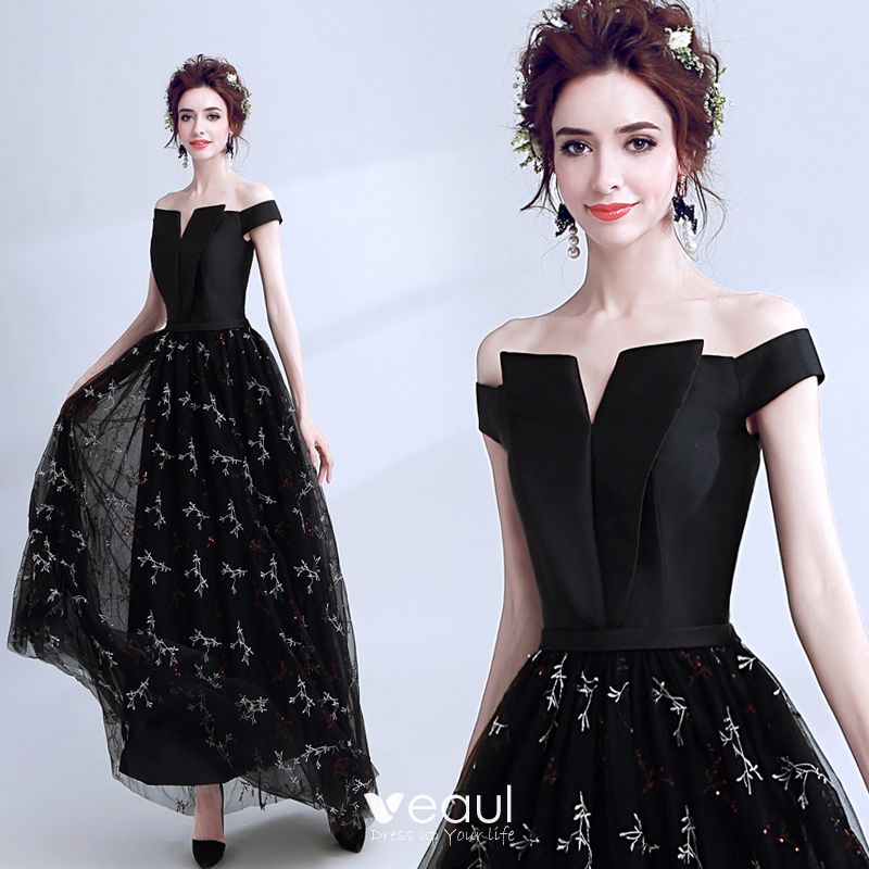 Modern / Fashion Black Prom Dresses 2018 A-Line / Princess Amazing ...