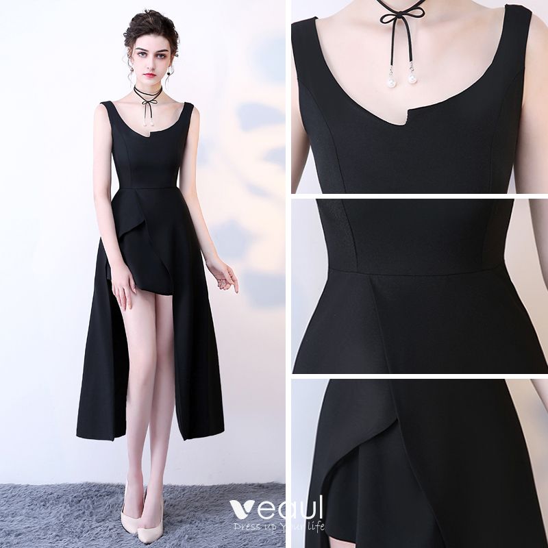Elegant Party Dresses 2017 Black Asymmetrical A-Line / Princess ...