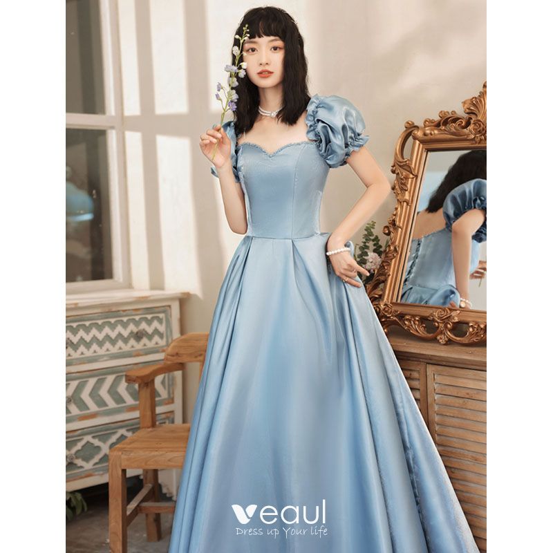 blue princess prom dress