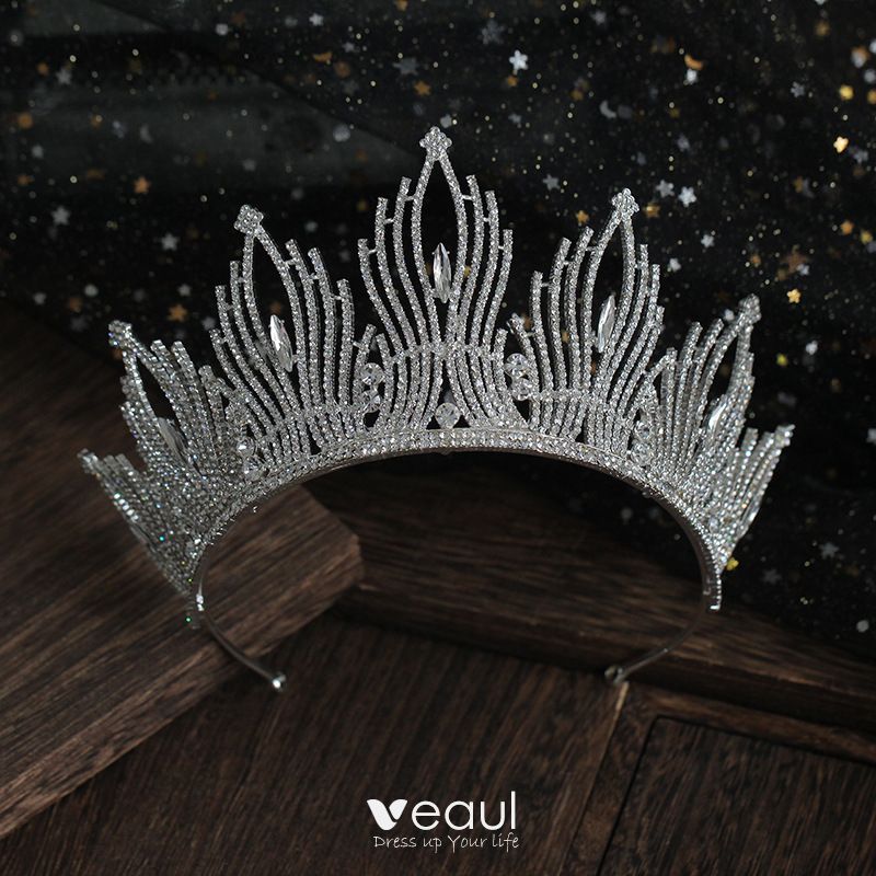 Chic Beautiful Silver Rhinestone Tiara Wedding Accessories 2019