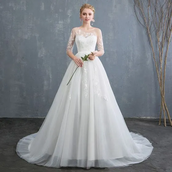 Chic / Beautiful Ivory Wedding Dresses 2019 A-Line / Princess See ...