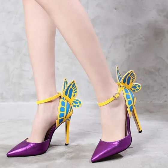 yellow heels with butterflies