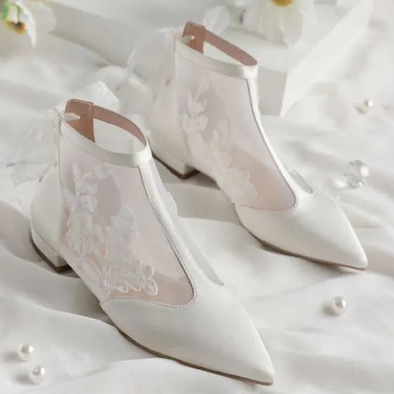 white lace boots wedding