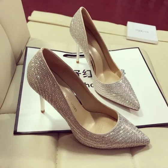 Modern / Fashion Gold Evening Party Pumps 2019 Rhinestone 9 cm Stiletto ...