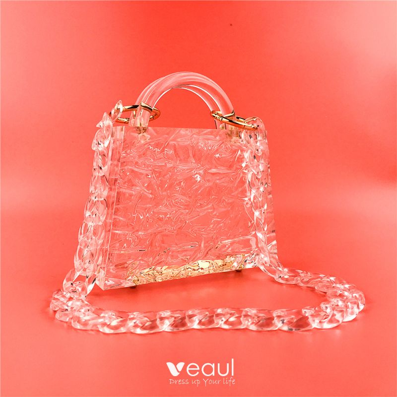 Women's Bag 2020 Transparent Clear Bag Acrylic Scarf Round Top