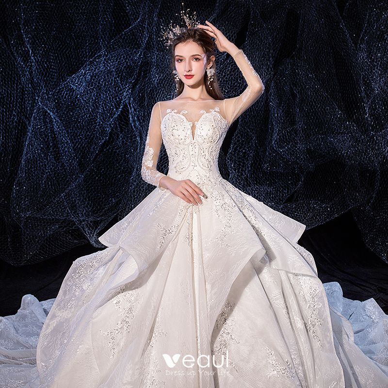 Romantic Ivory See-through Wedding Dresses 2020 Ball Gown Square ...