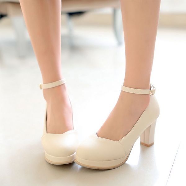thick heel pumps with strap