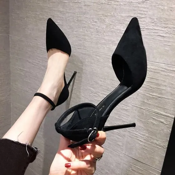 Chic / Beautiful Black Street Wear Suede Womens Shoes 2021 9 cm ...