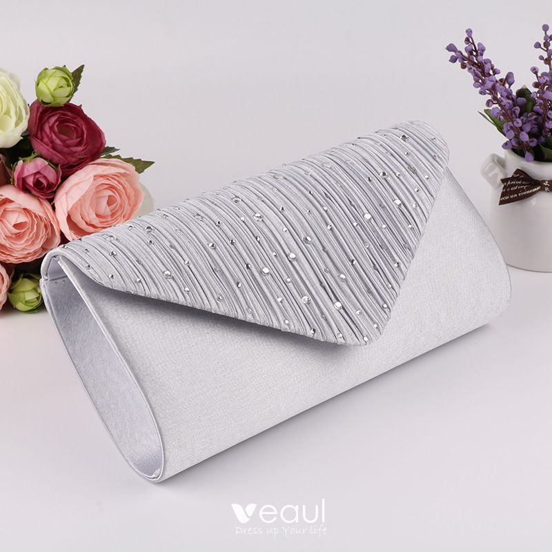 Silver Elegance Clutch Purses Dress Wedding Party Bag