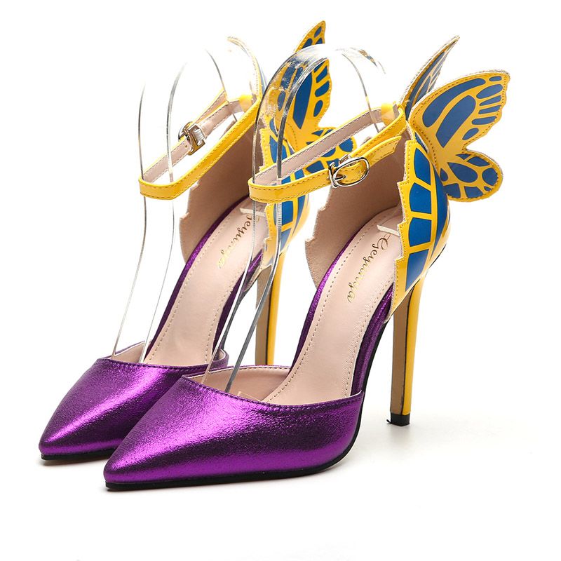 yellow heels with butterflies