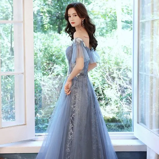 Charming Sky Blue Evening Dresses Prom Dresses 2021 A-Line / Princess ...