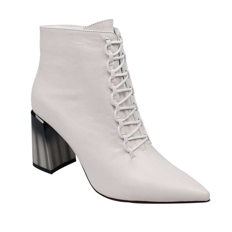 Modern Fashion White Casual Womens Boots 2019 Leather 8 cm Thick