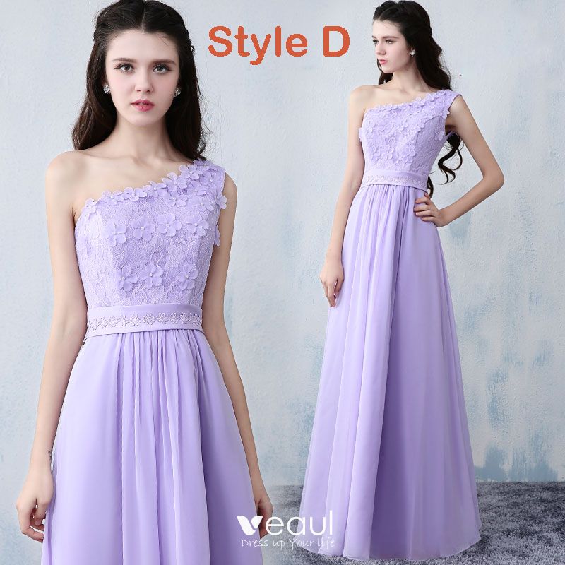 Modest / Simple Lavender Chiffon Bridesmaid Dresses 2019 A-Line ...